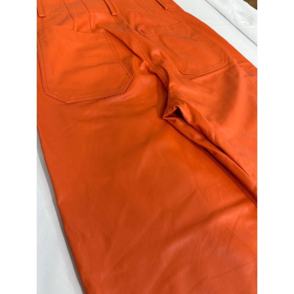 Maeve Anthropologie The Colette Faux Leather Wide Leg Pants Orange 29 OB1566469 - Picture 7 of 7